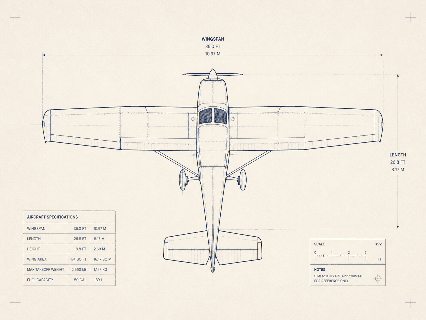 Technical schematic of a single-engine aircraft
